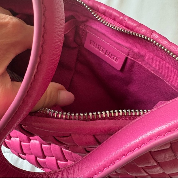 Walter Baker Hazel Shoulder Bright Pink Woven Satchel - Picture 8 of 9